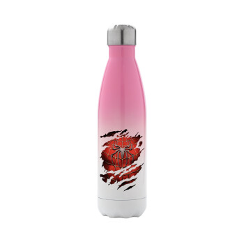 Spiderman cracked, Metal mug thermos Pink/White (Stainless steel), double wall, 500ml