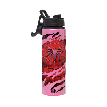Spiderman cracked, Metallic water bottle with safety lid, 850ml aluminum
