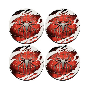 Spiderman cracked, ΣΕΤ 4 Σουβέρ ξύλινα στρογγυλά (9cm)