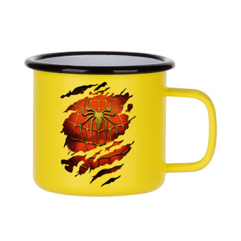Spiderman cracked, Metallic enamel MATT Yellow cup 360ml