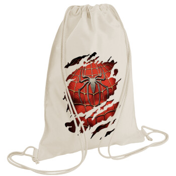Spiderman cracked, Backpack bag GYMBAG natural (28x40cm)