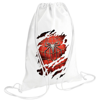 Spiderman cracked, Backpack pouch GYMBAG white (28x40cm)