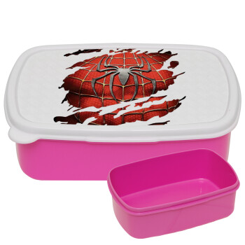 Spiderman cracked, ΡΟΖ παιδικό δοχείο φαγητού (lunchbox) πλαστικό (BPA-FREE) Lunch Βox M18 x Π13 x Υ6cm