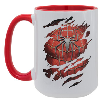 Spiderman cracked, Κούπα Mega 15oz, κεραμική Κόκκινη, 450ml