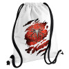 Backpack pouch GYMBAG white, with pocket (40x48cm) & thick cords
