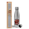Easter Set, metallic Inox water bottle (750ml) & aromatic flat Easter candle (30cm) (GRAY)