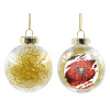 Transparent Christmas tree ball ornament with gold filling 8cm