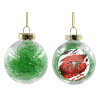Transparent Christmas tree ball ornament with green filling 8cm