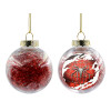 Transparent Christmas tree ball ornament with red filling 8cm
