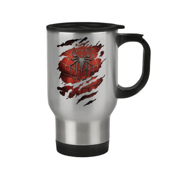 Spiderman cracked, Stainless steel travel mug with lid, double wall 450ml