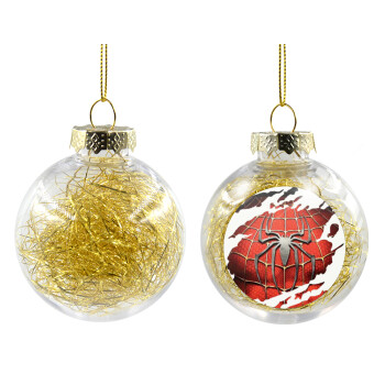 Spiderman cracked, Χριστουγεννιάτικη μπάλα δένδρου διάφανη με χρυσό γέμισμα 8cm