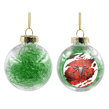 Spiderman cracked, Χριστουγεννιάτικη μπάλα δένδρου διάφανη με πράσινο γέμισμα 8cm