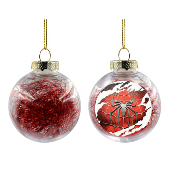 Spiderman cracked, Χριστουγεννιάτικη μπάλα δένδρου διάφανη με κόκκινο γέμισμα 8cm