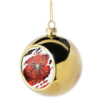 Spiderman cracked, Χριστουγεννιάτικη μπάλα δένδρου Χρυσή 8cm