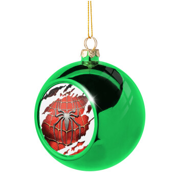 Spiderman cracked, Χριστουγεννιάτικη μπάλα δένδρου Πράσινη 8cm