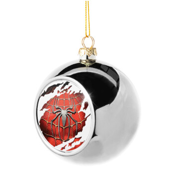 Spiderman cracked, Silver 8cm Christmas tree ball ornament
