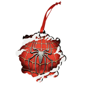 Spiderman cracked, Χριστουγεννιάτικο στολίδι snowflake ξύλινο 7.5cm