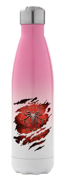 Spiderman cracked — Metal mug thermos Pink/White (Stainless steel), double wall, 500ml