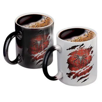 Spiderman cracked, Color changing magic Mug, ceramic, 330ml when adding hot liquid inside, the black colour desappears (1 pcs)