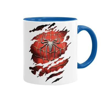 Spiderman cracked, Mug colored blue, ceramic, 330ml