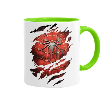 Spiderman cracked, Κούπα χρωματιστή βεραμάν, κεραμική, 330ml