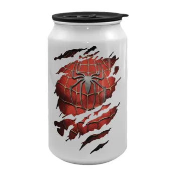 Spiderman cracked, Κούπα ταξιδιού μεταλλική με καπάκι (tin-can) 500ml