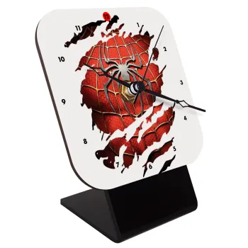Spiderman cracked, Επιτραπέζιο ρολόι ξύλινο με δείκτες (10cm)