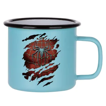 Spiderman cracked, Κούπα Μεταλλική εμαγιέ ΜΑΤ σιέλ 360ml