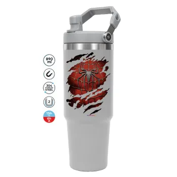 Spiderman cracked, ΓΚΡΙ χρώματος Θερμός Ανοξείδωτο 890ml (30oz) με χερούλι