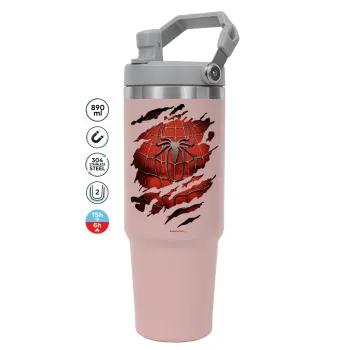 Spiderman cracked, ΡΟΖ χρώματος Θερμός Ανοξείδωτο 890ml (30oz) με χερούλι