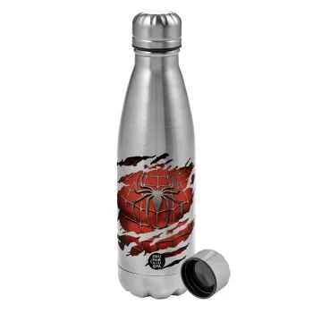 Spiderman cracked, Metallic water bottle, stainless steel, 750ml