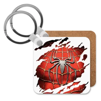 Spiderman cracked, Μπρελόκ Ξύλινο τετράγωνο MDF