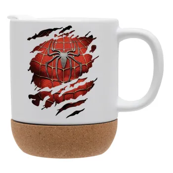 Spiderman cracked, Ceramic coffee mug Cork (MAT), 330ml