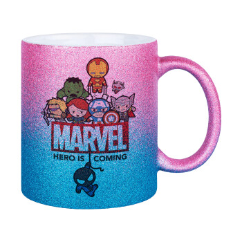 MARVEL, Κούπα Χρυσή/Μπλε Glitter, κεραμική, 330ml