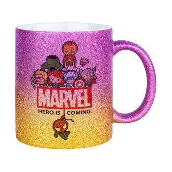 MARVEL, Κούπα Χρυσή/Ροζ Glitter, κεραμική, 330ml