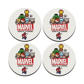 MARVEL, SET of 4 round wooden coasters (9cm)