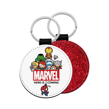 MARVEL, Μπρελόκ Δερματίνη, στρογγυλό ΚΟΚΚΙΝΟ (5cm)