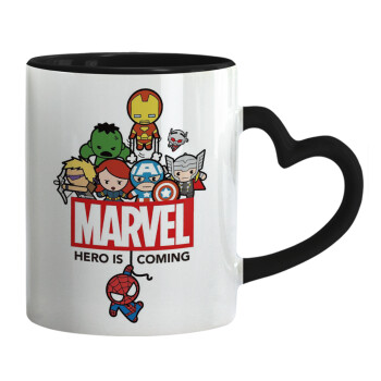 MARVEL, Mug heart black handle, ceramic, 330ml