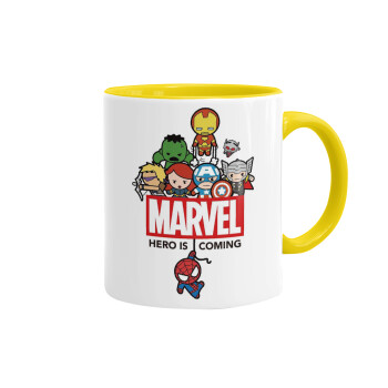 MARVEL, Κούπα χρωματιστή κίτρινη, κεραμική, 330ml