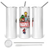 Tumbler stainless steel 600ml, with metal straw & cleaning brush