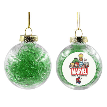 MARVEL, Χριστουγεννιάτικη μπάλα δένδρου διάφανη με πράσινο γέμισμα 8cm