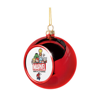MARVEL, Χριστουγεννιάτικη μπάλα δένδρου Κόκκινη 8cm