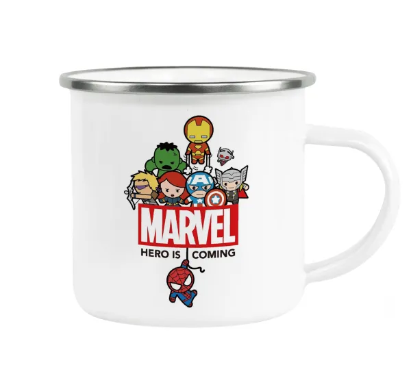 MARVEL — Metallic enamel cup white 360ml