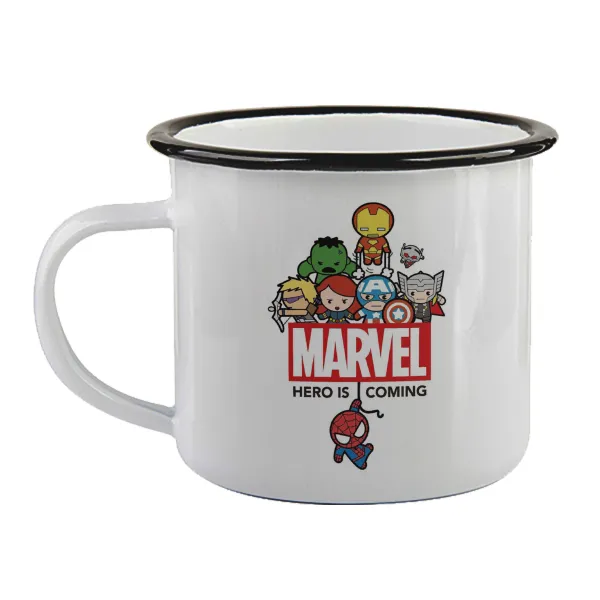MARVEL — Enamel mug with black rim, 360ml