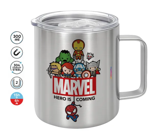 MARVEL — Double-walled stainless steel mug 300ml with temperature-retaining lid