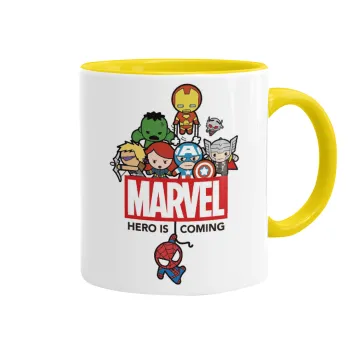 MARVEL, Κούπα χρωματιστή κίτρινη, κεραμική, 330ml