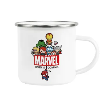 MARVEL, Metallic enamel cup white 360ml