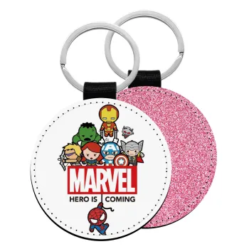 MARVEL, Μπρελόκ Δερματίνη, στρογγυλό ΡΟΖ (5cm)