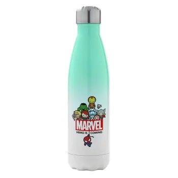 MARVEL, Μεταλλικό παγούρι θερμός Πράσινο/Λευκό (Stainless steel), διπλού τοιχώματος, 500ml