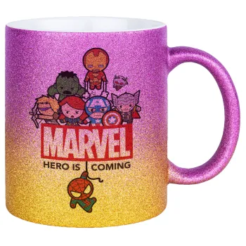 MARVEL, Κούπα Χρυσή/Ροζ Glitter, κεραμική, 330ml